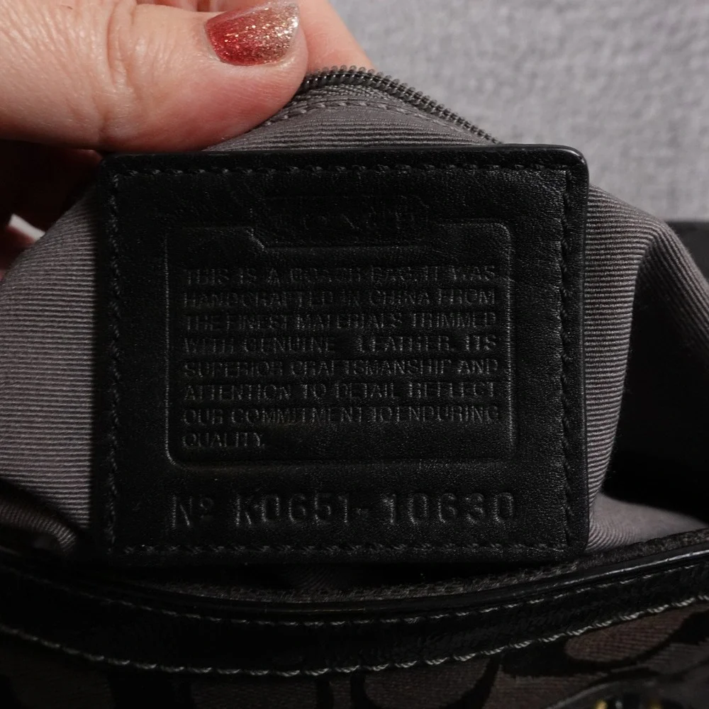 Coach Signature Hampton Satchel Black Jacquard Leather Handbag 10630‎